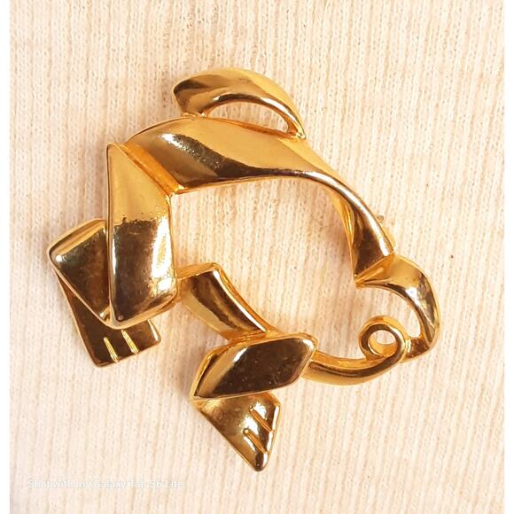Ren Frog Brooch Gold Tone Outline - Picture 1 of 8